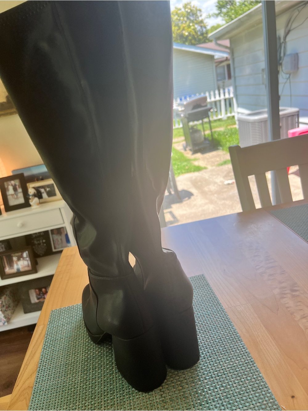 Steve Madden Black Platform Block Heel Knee Boots - Picture 4 of 7